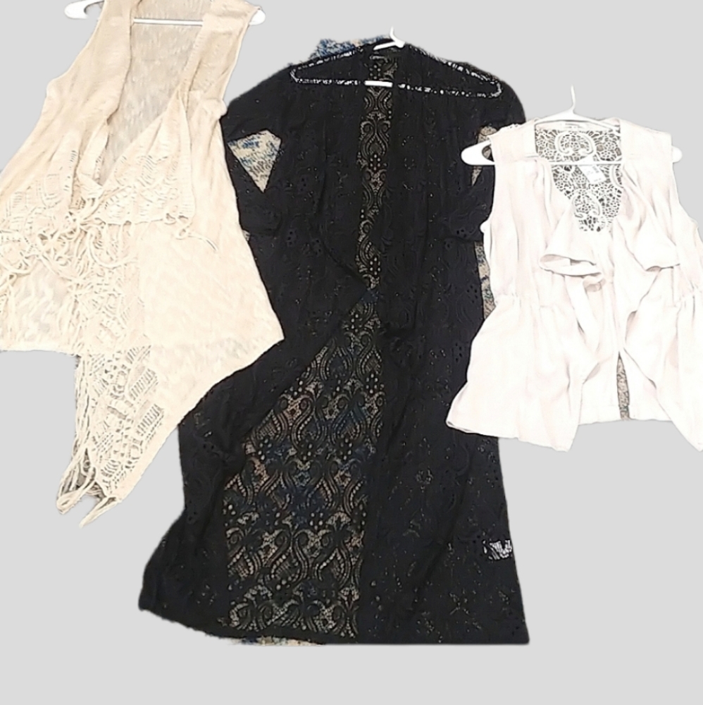 Bundle Lot lace crochet cardigan covers sweaters Jackets